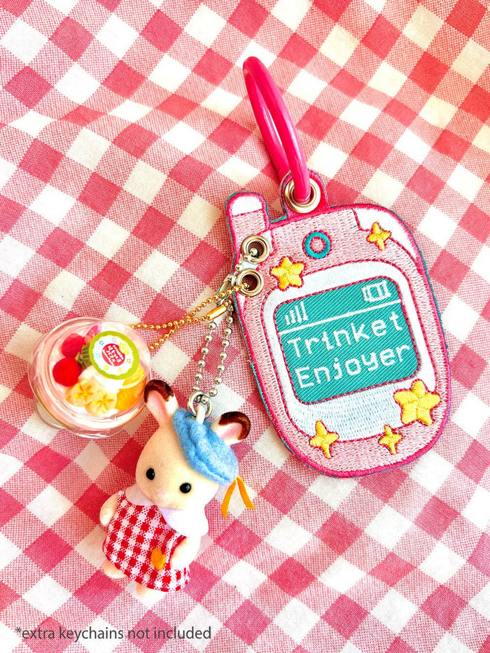 Trinket Holder Keychain Pink Cell Phone