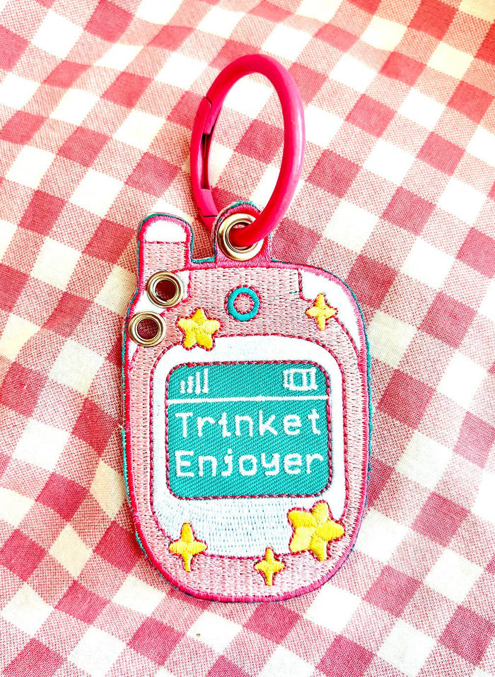 Trinket Holder Keychain Pink Cell Phone