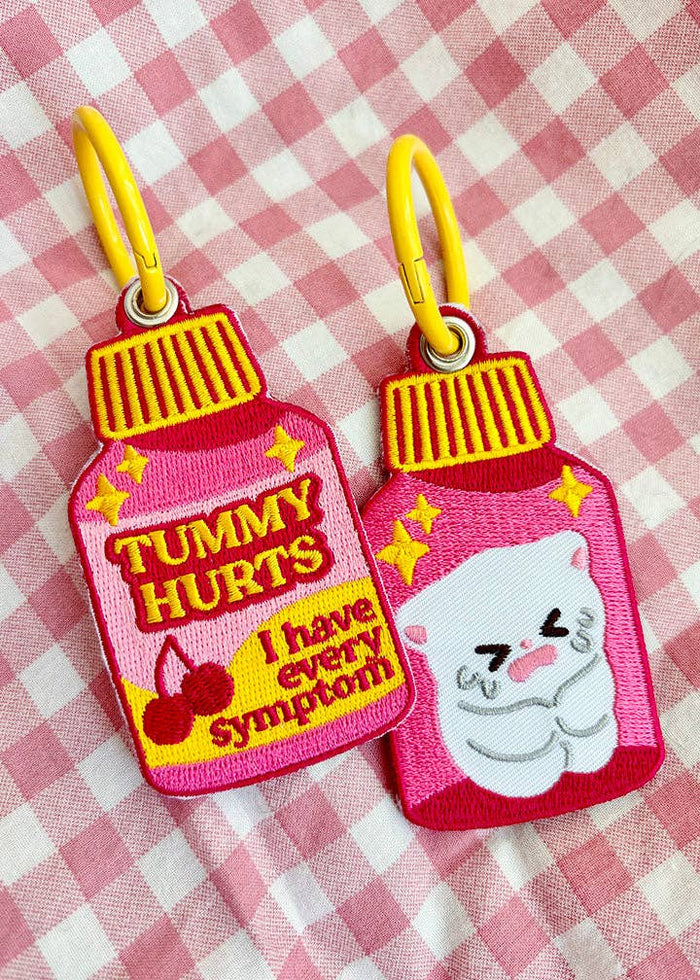 Tummy Hurts Keychain Kawaii Kitty