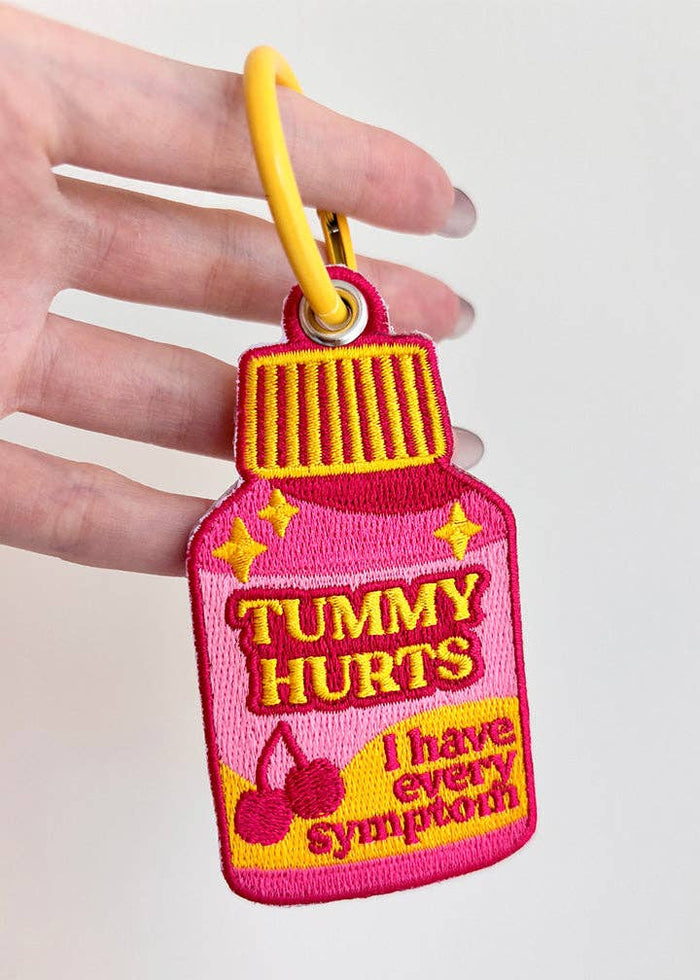 Tummy Hurts Keychain Kawaii Kitty