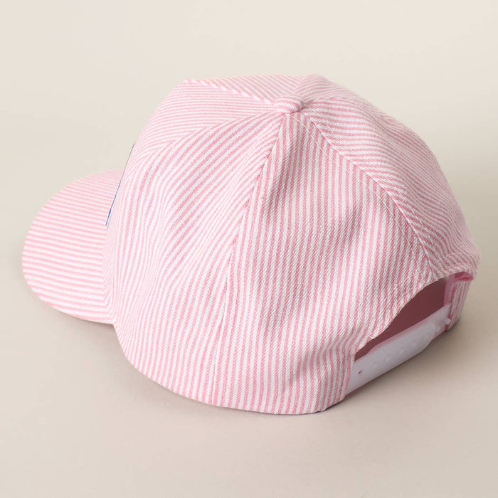 USA Letter Patch Striped Trucker Hat 
: BLUE