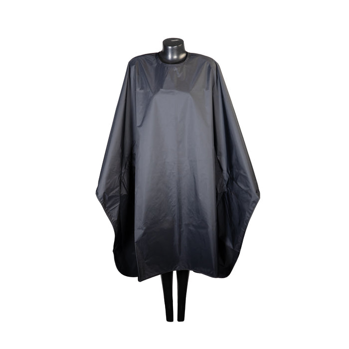 Waterproof Black Nylon Hair Cape | Adjustable Neck Closure & Storage Pockets