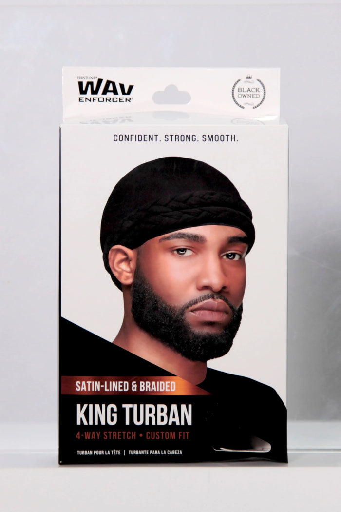WAVEENFORCER SATIN-LINED & BRAIDED KING TURBAN FIRSTLINE