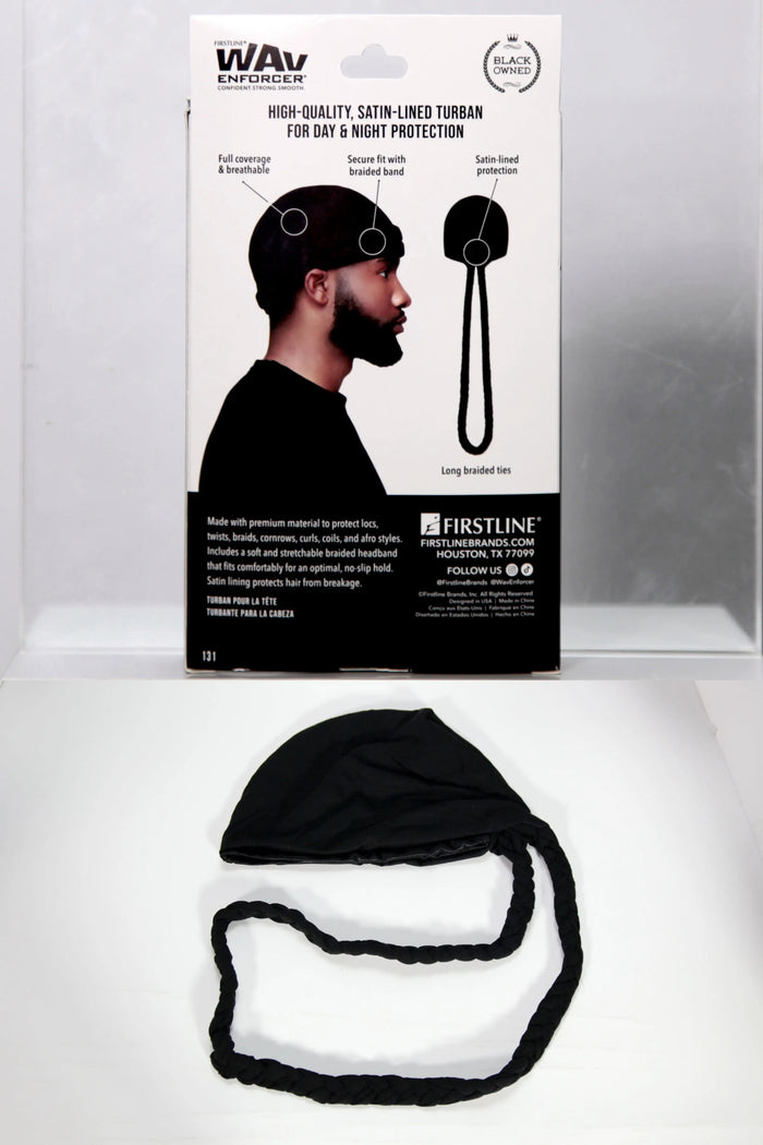 WAVEENFORCER SATIN-LINED & BRAIDED KING TURBAN FIRSTLINE