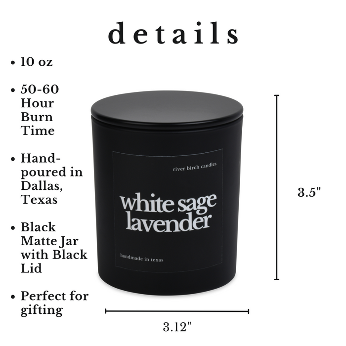 White Sage Lavender - 10 oz Black Jar