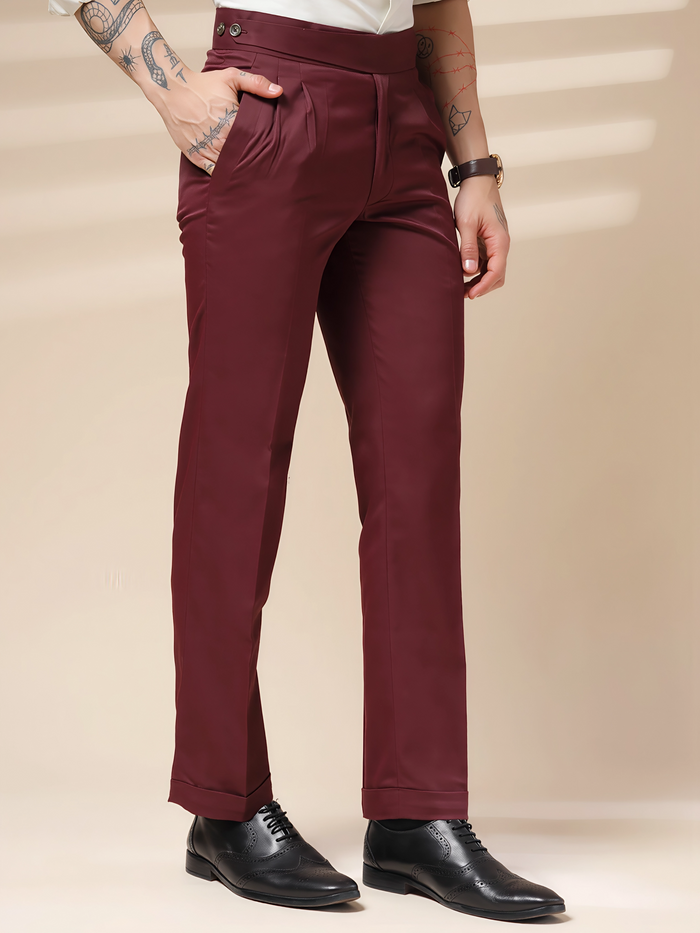 Wine Classic Buttoned Gurkha Pants by ITALIAN VEGA®