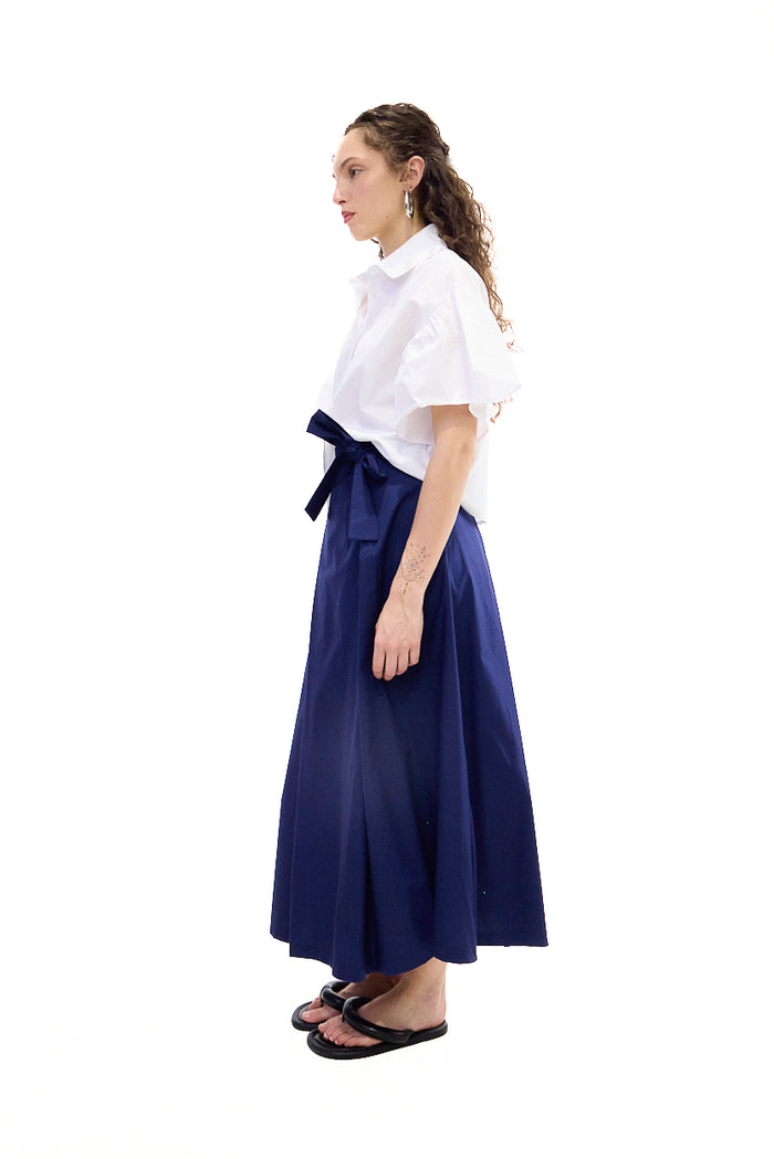 Wrap front maxi skirt with side bow detail wholesale