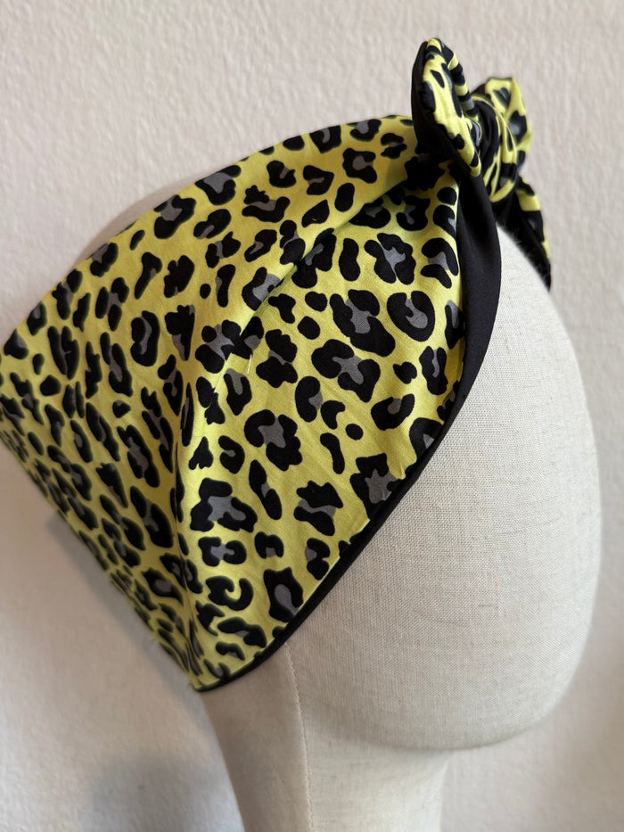 Yellow Leopard Print Headscarf (self tie)
