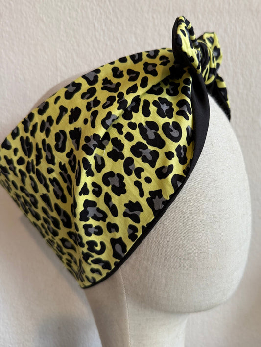 Yellow Leopard Print Headscarf (self tie)