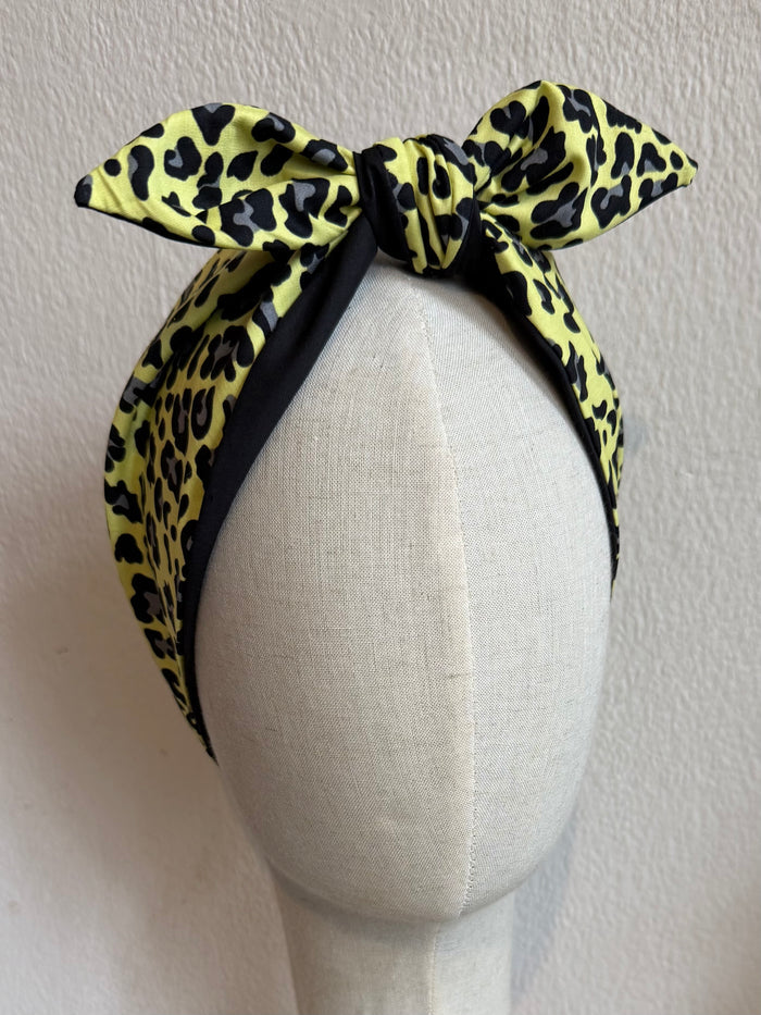 Yellow Leopard Print Headscarf (self tie)