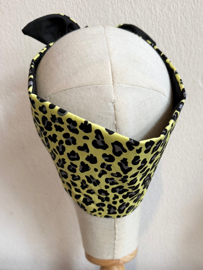 Yellow Leopard Print Headscarf (self tie)