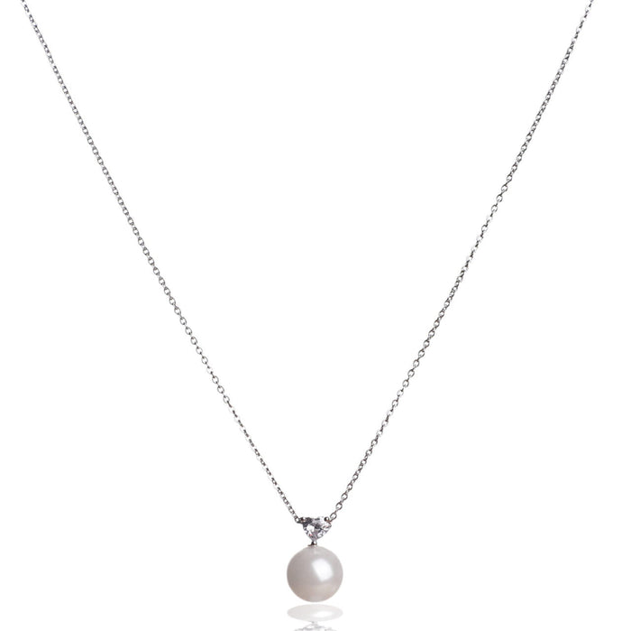 Zelly Silver Plated Pearl Pendent Necklace