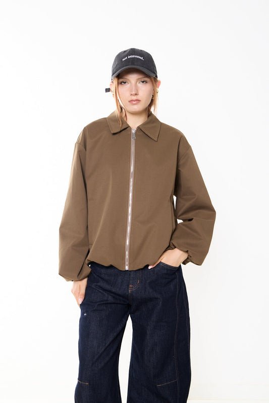 Zip-front collared blouson jacket wholesale