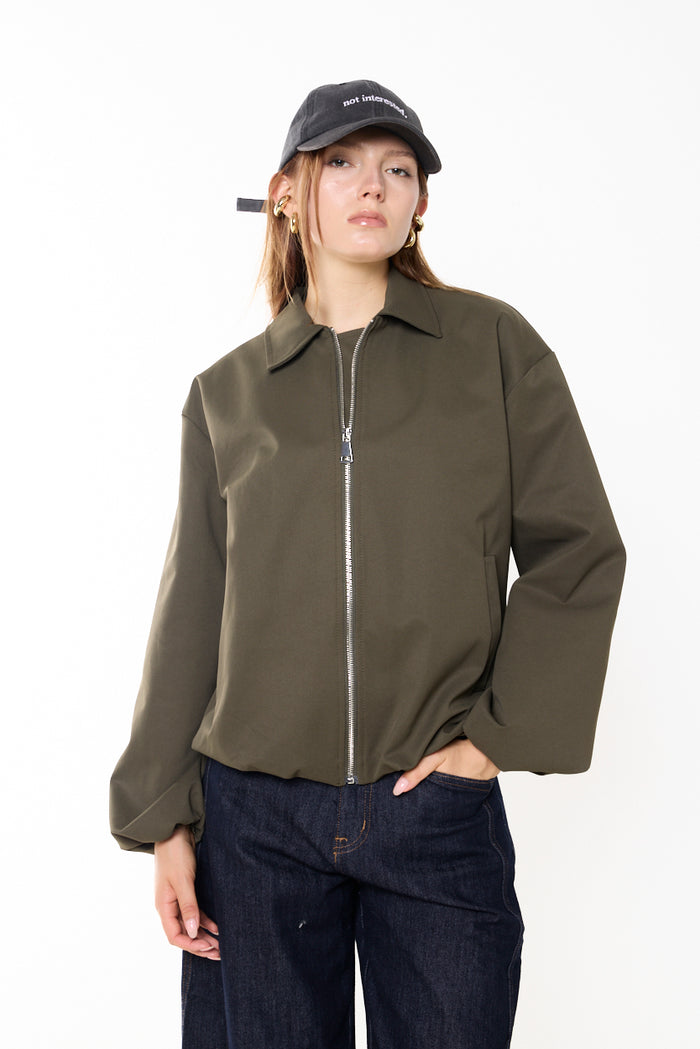 Zip-front collared blouson jacket wholesale