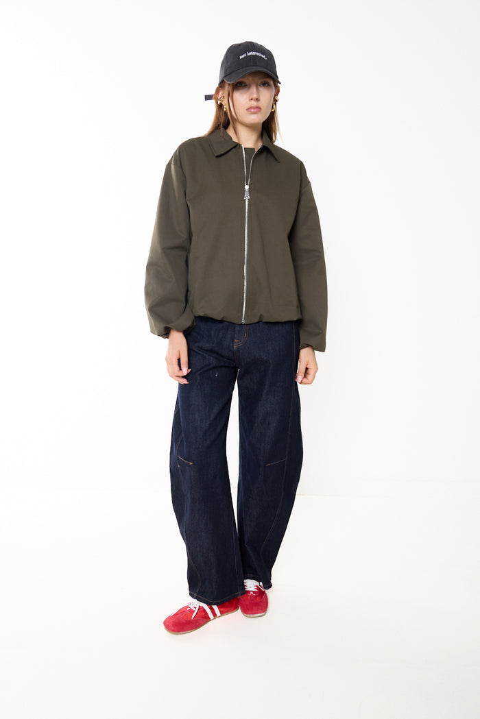 Zip-front collared blouson jacket wholesale