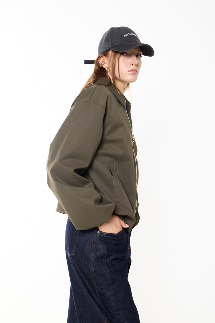 Zip-front collared blouson jacket wholesale