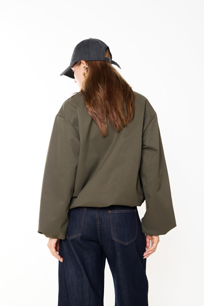 Zip-front collared blouson jacket wholesale