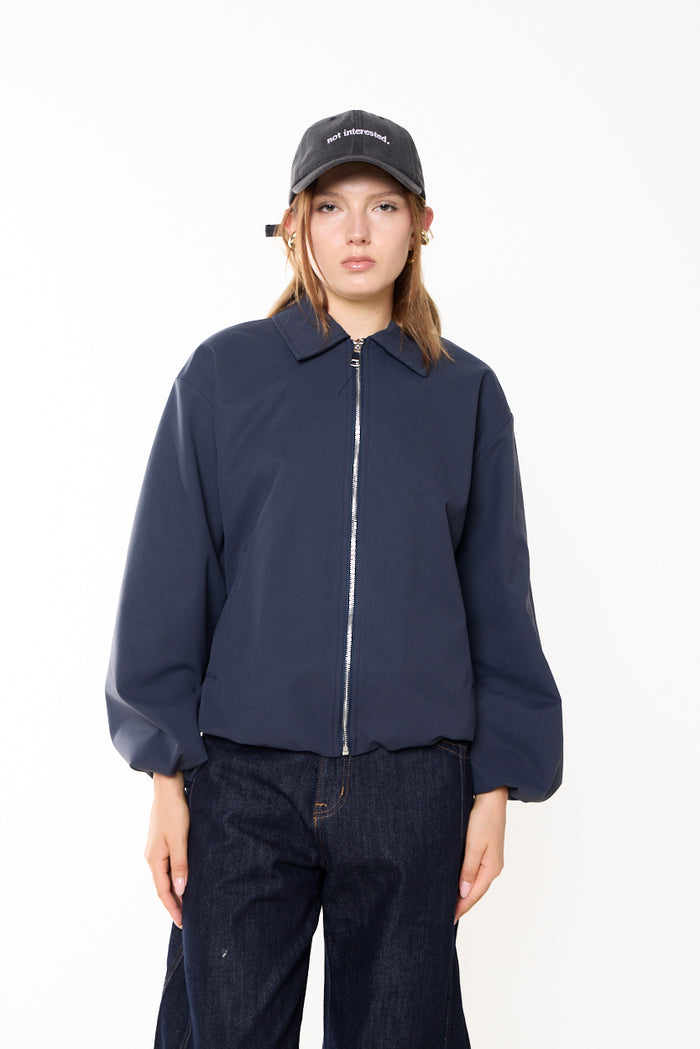Zip-front collared blouson jacket wholesale