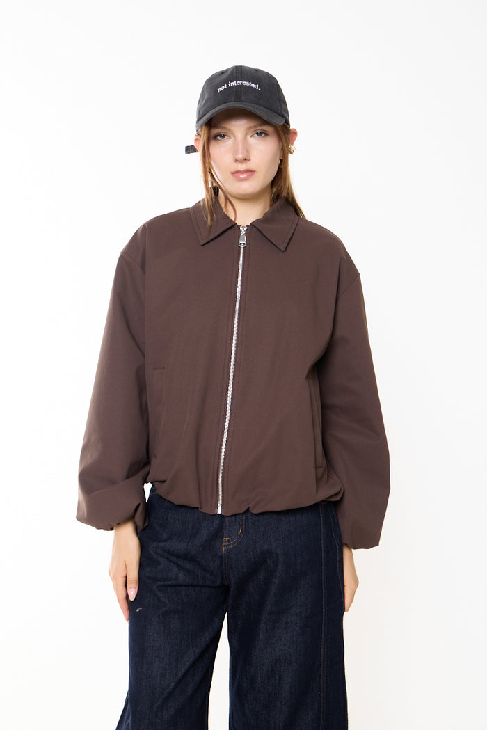 Zip-front collared blouson jacket wholesale